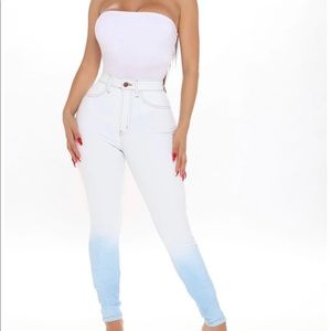 Bleach blue wash jeans